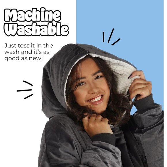 Women Blush Sherpa Lined Microfiber Fleece Oversized Design Wearable Blanket - Picture 7 of 8